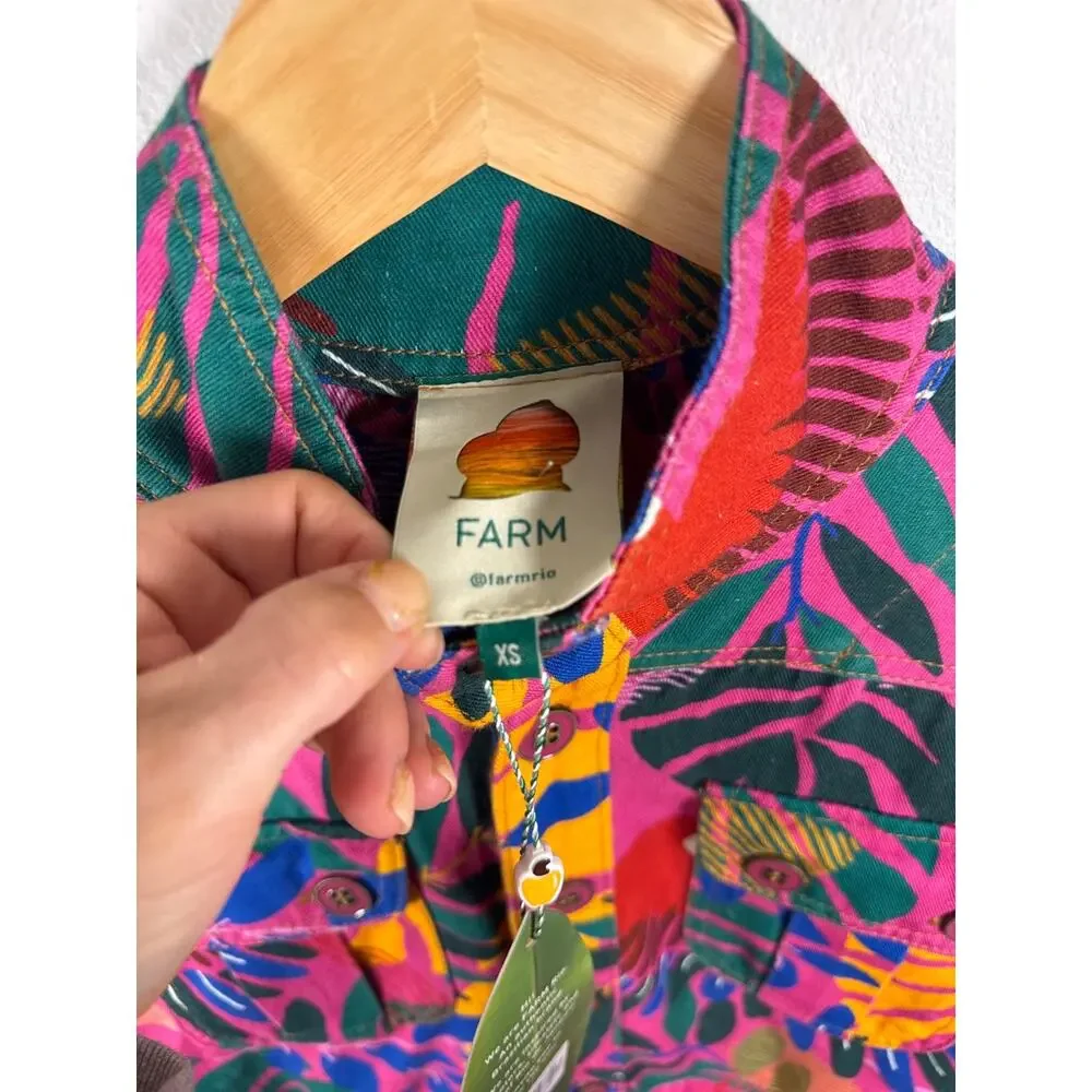FARM Rio Macaw 100% Cotton Tropical Jumpsuit Coveralls, XS- NWT - Picture 3 of 11